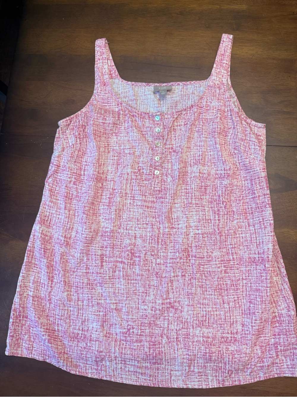 J. Jill Pink Patterned Tank with Button Placket